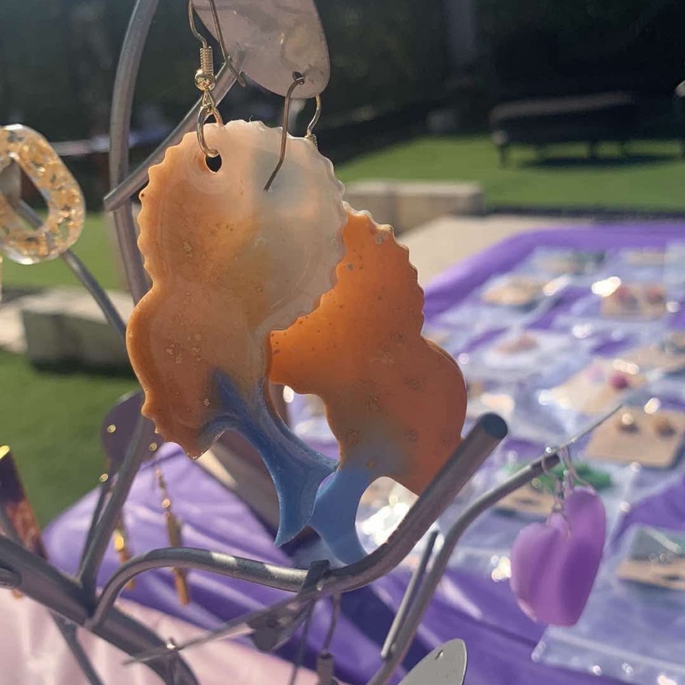 Unique Orange and Blue Earrings